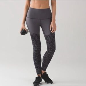 Lululemon Wunder Under Pant Engineered Print Nulux Dark Carbon Black Sz 4